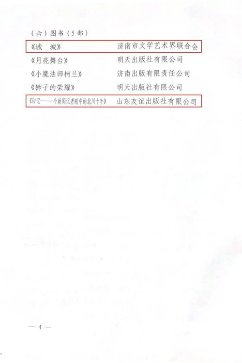 榮譽 山東友誼出版社兩種圖書榮獲第十二屆濟南市精神文明建設 文藝精品工程 優秀作品獎